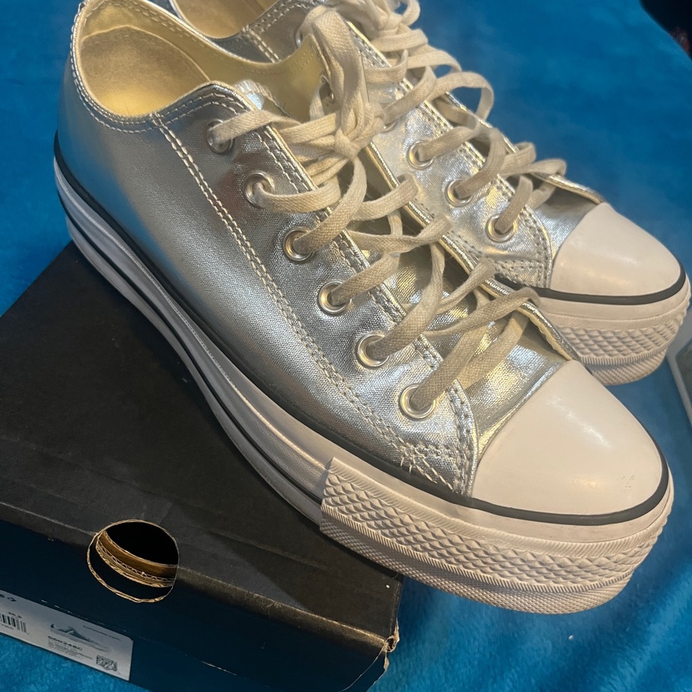 Converse Women's Shiny Silver Sneakers